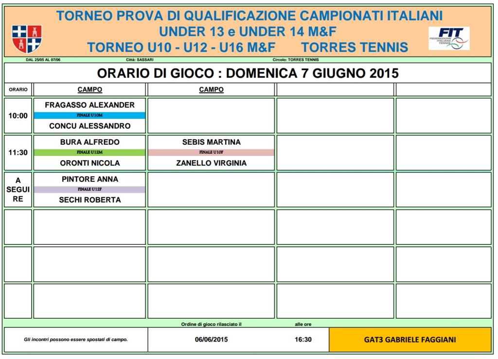 Orari di gioco