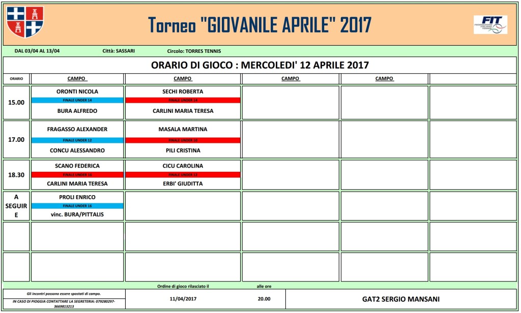 Orari di gioco 