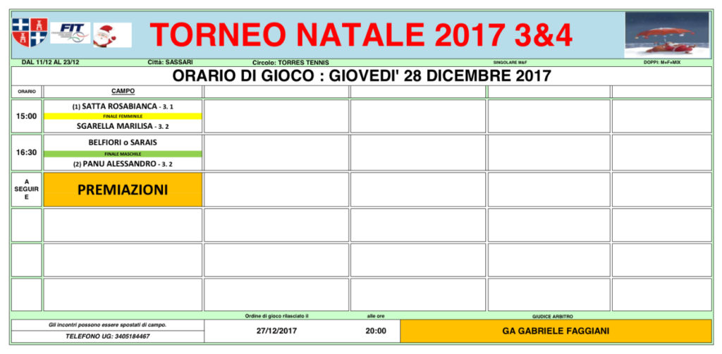 Orari di gioco 