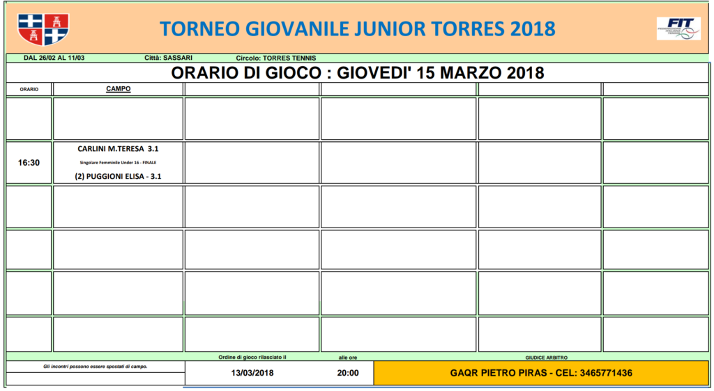 Orari di gioco 