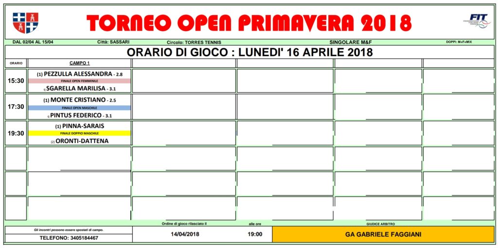 Orari di gioco 