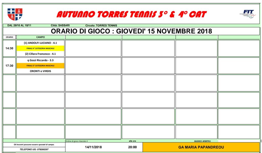 Orari di gioco 