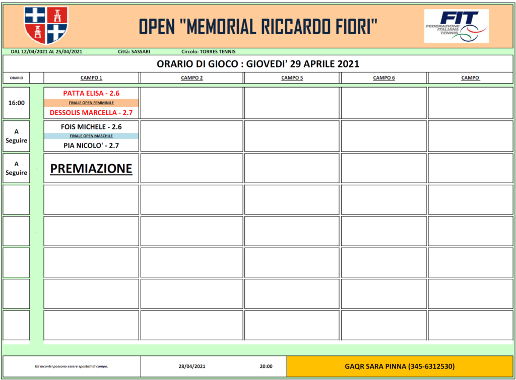 Orari di gioco