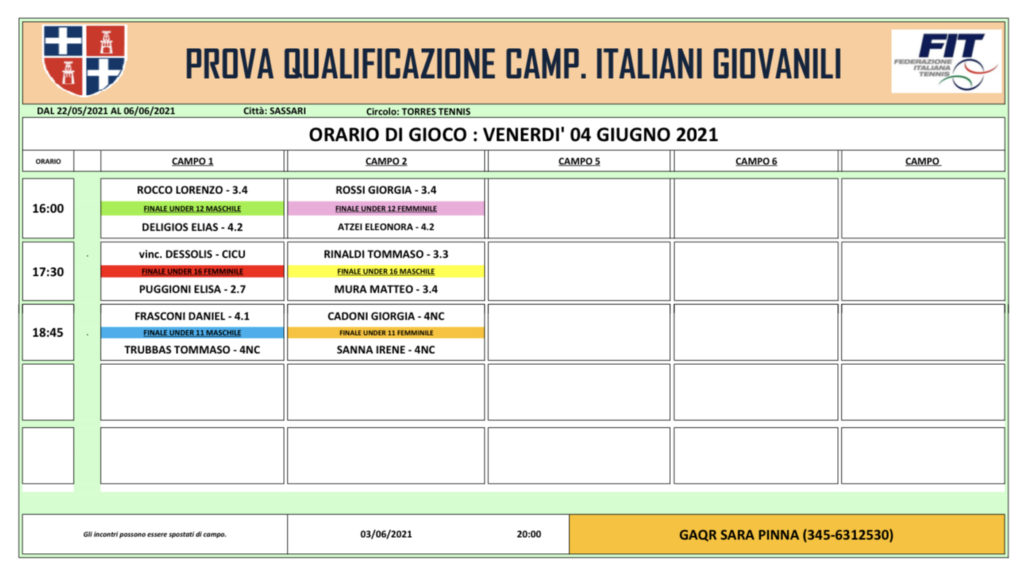 Orari di gioco 